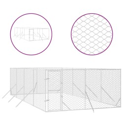 vidaXL Perrera de exterior acero galvanizado plateado 4x8x2 m