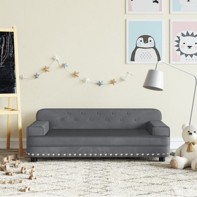 vidaXL Sofá para niños de terciopelo gris oscuro 90x53x30 cm vidaXL Sofá para niños de terciopelo gris oscuro 90x53x30 cm