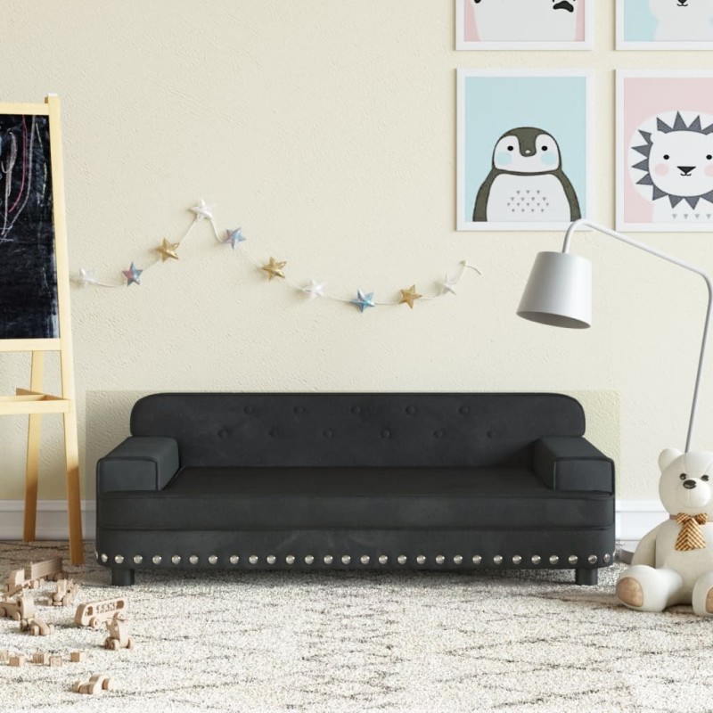 vidaXL Sofá para niños de terciopelo negro 90x53x30 cm vidaXL Sofá para niños de terciopelo negro 90x53x30 cm