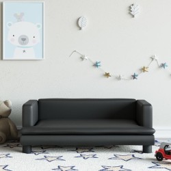 vidaXL Sofá para niños de cuero sintético negro 80x45x30 cm