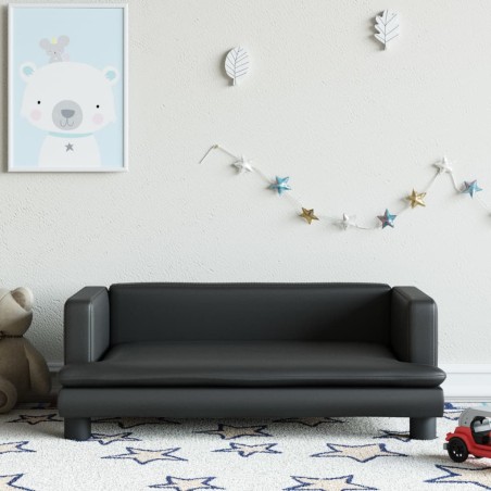 vidaXL Sofá para niños de cuero sintético negro 80x45x30 cm