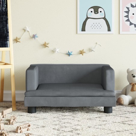 vidaXL Sofá para niños de terciopelo gris oscuro 60x40x30 cm