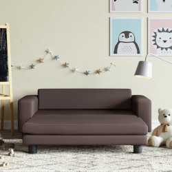 vidaXL Sofá para niños y reposapiés cuero sintético marrón 100x50x30cm