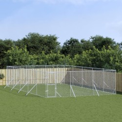 vidaXL Perrera de exterior acero galvanizado plateado 6x10x2 m