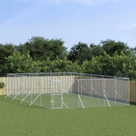 vidaXL Perrera de exterior acero galvanizado plateado 6x10x2 m