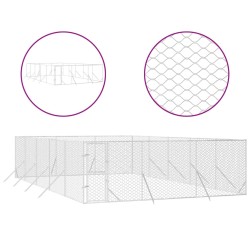 vidaXL Perrera de exterior acero galvanizado plateado 6x10x2 m