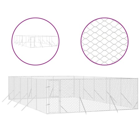 vidaXL Perrera de exterior acero galvanizado plateado 6x10x2 m