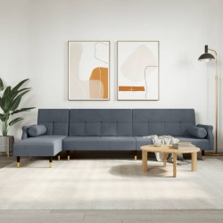 vidaXL Sofá cama en forma de L terciopelo gris oscuro 271x140x70 cm