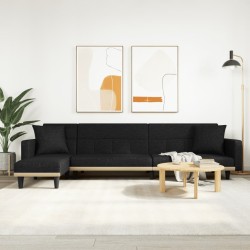 vidaXL Sofá cama en forma de L tela negro 275x140x70 cm