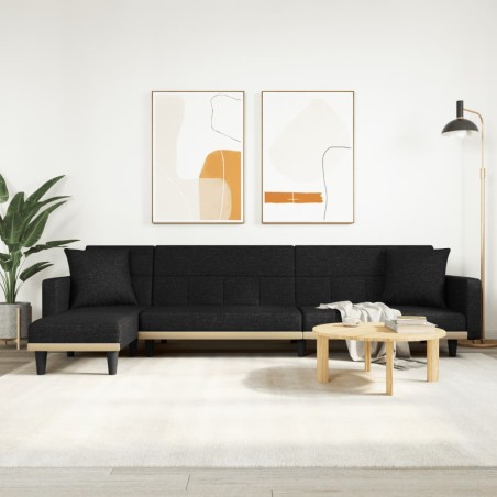 vidaXL Sofá cama en forma de L tela negro 275x140x70 cm