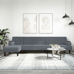 vidaXL Sofá cama en forma de L terciopelo gris oscuro 260x140x70 cm
