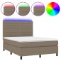 vidaXL Cama box spring colchón y luces LED tela gris taupe 140x200 cm vidaXL Cama box spring colchón y luces LED tela gris taupe 140x200 cm