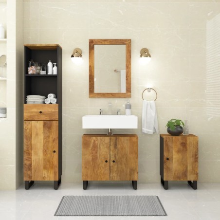 vidaXL Conjunto de muebles de baño 4 piezas madera maciza de mango