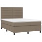 vidaXL Cama box spring colchón y luces LED tela gris taupe 140x200 cm vidaXL Cama box spring colchón y luces LED tela gris taupe 140x200 cm