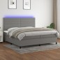 vidaXL Cama box spring colchón y luces LED tela gris claro 200x200 cm