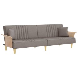 vidaXL Sofá cama con reposabrazos tela gris taupe