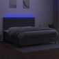 vidaXL Cama box spring colchón y luces LED tela gris claro 200x200 cm