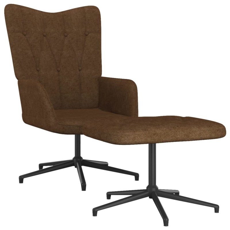 vidaXL Silla de relajación con reposapiés de tela marrón vidaXL Silla de relajación con reposapiés de tela marrón