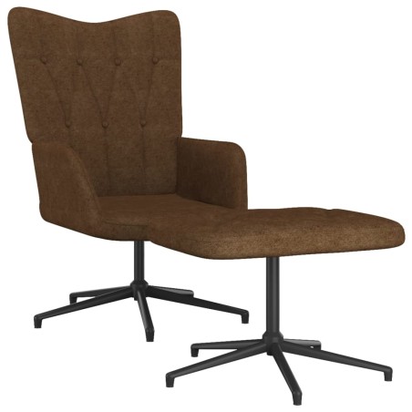 vidaXL Silla de relajación con reposapiés de tela marrón