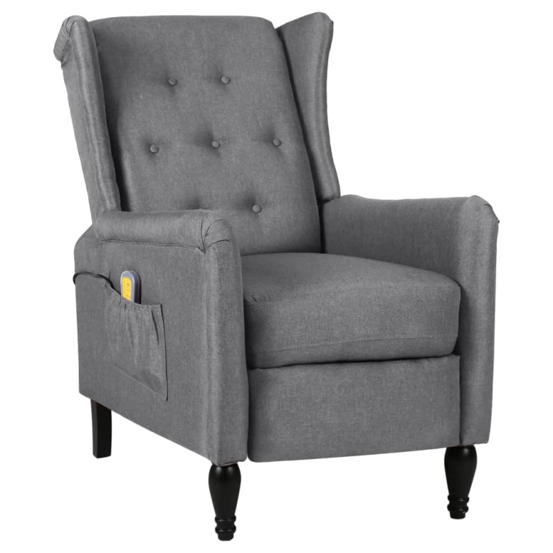 vidaXL Sillón de masaje reclinable de tela gris claro vidaXL Sillón de masaje reclinable de tela gris claro