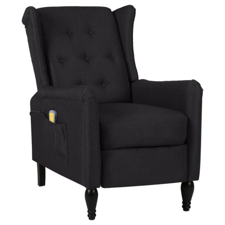 vidaXL Sillón de masaje reclinable de tela negro