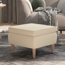 vidaXL Taburete con patas de madera tapizado tejido crema