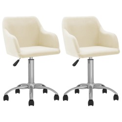 vidaXL Sillas de comedor giratorias 2 unidades tela color crema