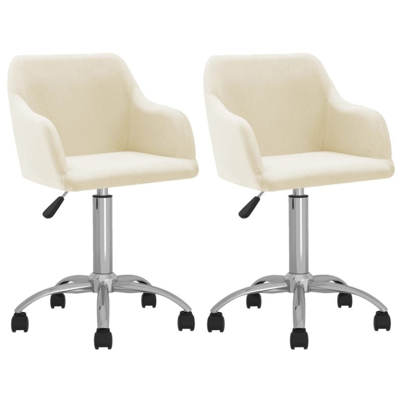 vidaXL Sillas de comedor giratorias 2 unidades tela color crema vidaXL Sillas de comedor giratorias 2 unidades tela color crema