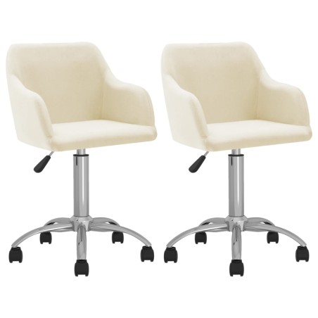 vidaXL Sillas de comedor giratorias 2 unidades tela color crema