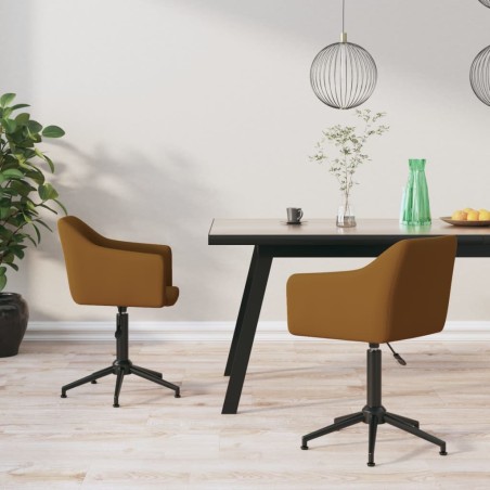 vidaXL Sillas de comedor giratorias 2 unidades terciopelo marrón