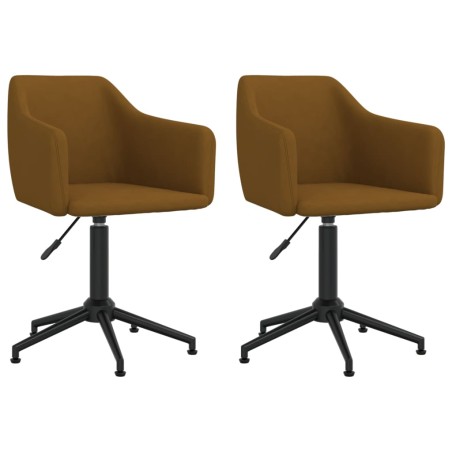 vidaXL Sillas de comedor giratorias 2 unidades terciopelo marrón