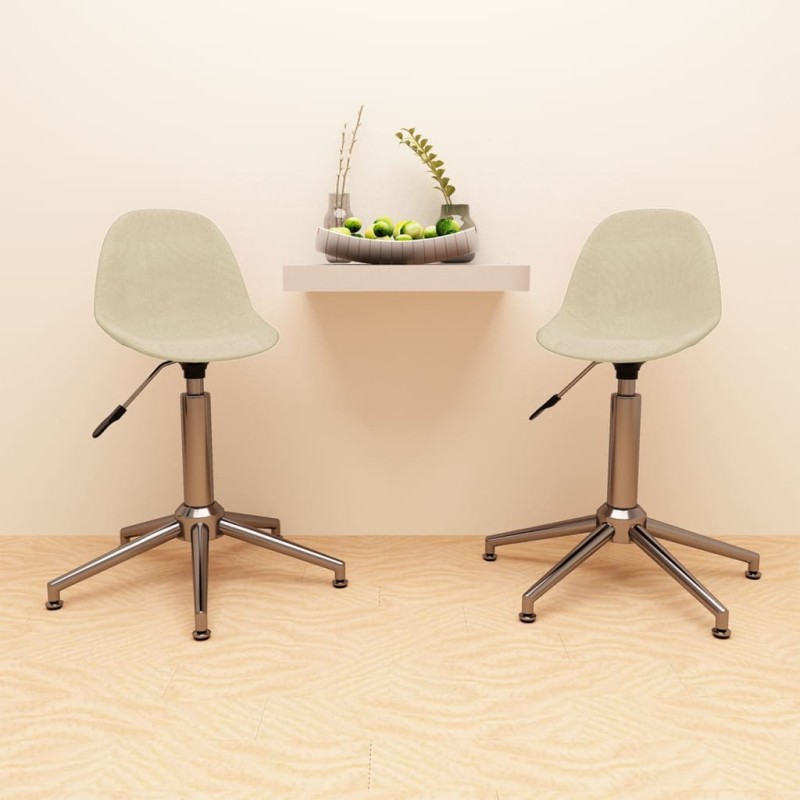 vidaXL Sillas de comedor giratorias 2 unidades tela color crema