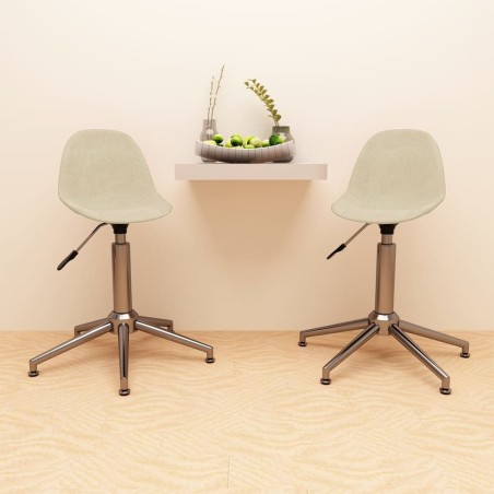 vidaXL Sillas de comedor giratorias 2 unidades tela color crema