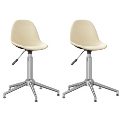 vidaXL Sillas de comedor giratorias 2 unidades tela color crema