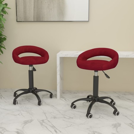 vidaXL Sillas de comedor giratorias 2 uds terciopelo rojo vino tinto