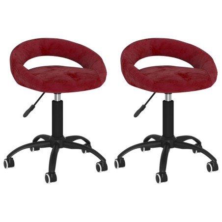 vidaXL Sillas de comedor giratorias 2 uds terciopelo rojo vino tinto