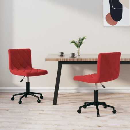 vidaXL Sillas de comedor giratorias 2 unidades terciopelo rojo tinto