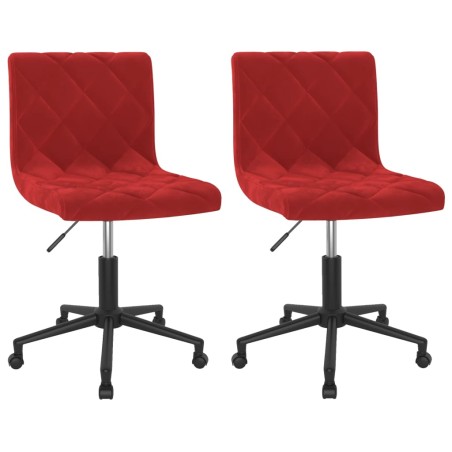 vidaXL Sillas de comedor giratorias 2 unidades terciopelo rojo tinto