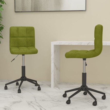 vidaXL Sillas de comedor giratorias 2 unidades terciopelo verde claro