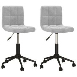 vidaXL Sillas de comedor giratorias 2 unidades terciopelo gris claro