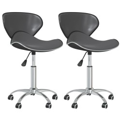 vidaXL Sillas de comedor giratorias 2 unidades cuero sintético gris