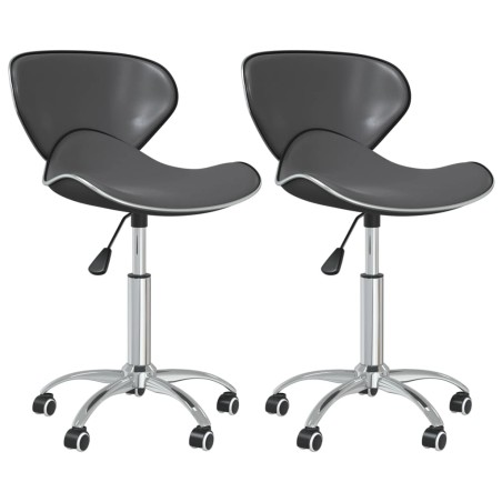 vidaXL Sillas de comedor giratorias 2 unidades cuero sintético gris