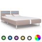 vidaXL Estructura de cama con LED cuero sintético capuchino 140x200 cm