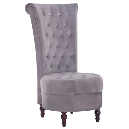 vidaXL Silla de respaldo alto de terciopelo gris