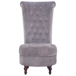 vidaXL Silla de respaldo alto de terciopelo gris