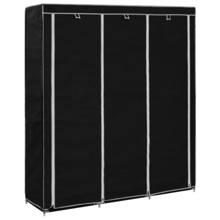 vidaXL Armario con compartimentos y varillas tela negro 150x45x175 cm
