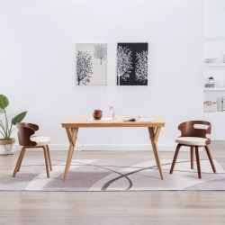 vidaXL Sillas de comedor 2 uds madera curvada y cuero sintético crema