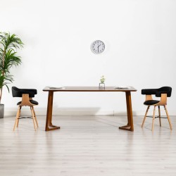 vidaXL Sillas de comedor 2 uds cuero sintético y madera curvada negro