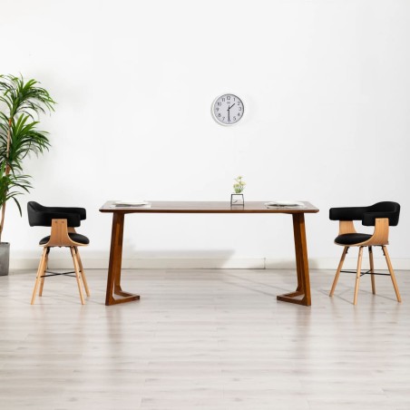 vidaXL Sillas de comedor 2 uds cuero sintético y madera curvada negro