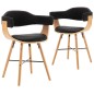 vidaXL Sillas de comedor 2 uds cuero sintético y madera curvada negro